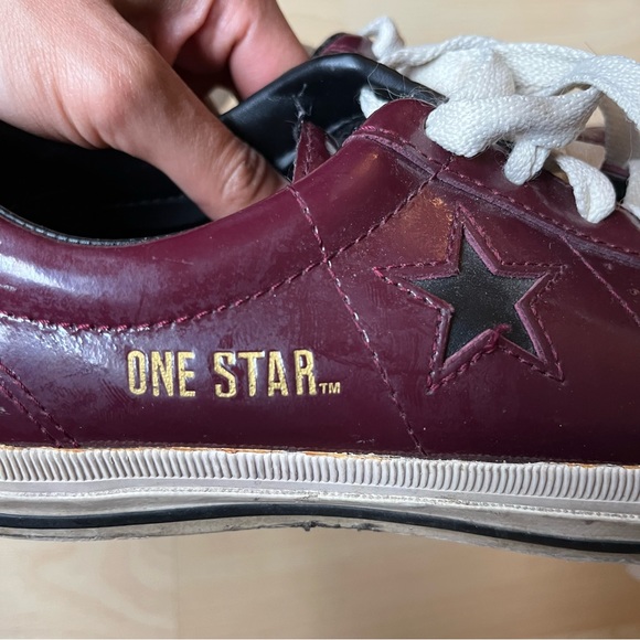 Converse One Star Mens Size 7 Shoes Burgandy Shiny Ankle Height Bowling - Picture 4 of 8